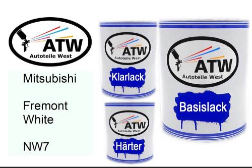 Mitsubishi, Fremont White, NW7: 1L Lackdose + 1L Klarlack + 500ml Härter - Set, von ATW Autoteile West.